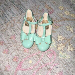 Joyfolie green bow patent leather flats sz 12